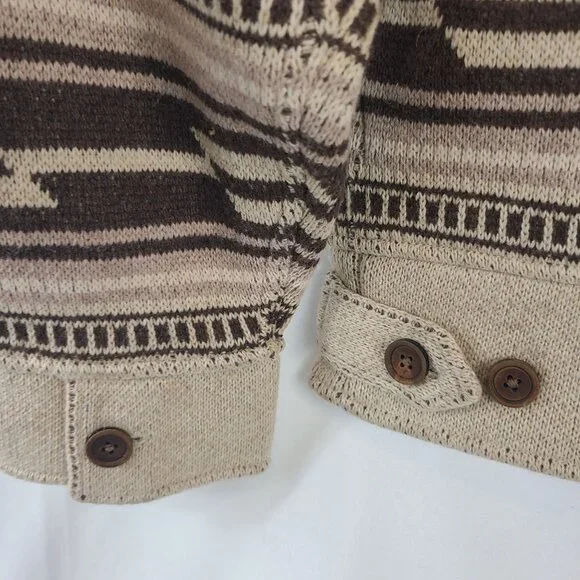RRL Ralph Lauren Southwestern Shawl Collar Cardigan Beige Brown Wool Blend M - Picture 10 of 10